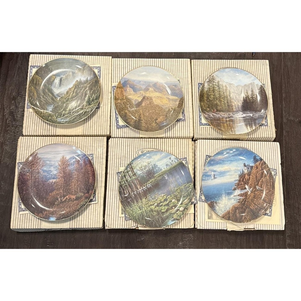 W. S.‎ George America The Beautiful 1-6 Collector Plate Plates 1990 Box COA VTG